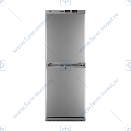 Холодильник фармацевтический двухкамерный ХФД-280 ПОЗиС (140/140 л) с дверями из металлопласта, серебро