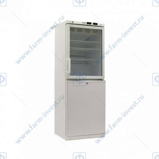 Холодильник фармацевтический двухкамерный ХФД-280-1(ТС) ПОЗиС (140/140 л) с тонированной стеклянной дверью, металлической дверью и блоком управления БУ-М01
