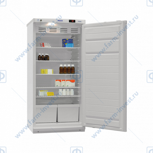 Холодильник фармацевтический ХФ-250-2 ПОЗиС (250 л) с дверью из металлопласта, серебро
