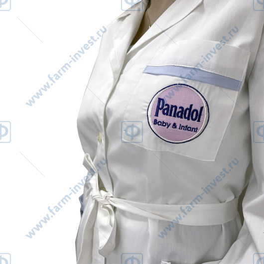 Халат медицинский женский с эмблемой Детский панадол (размер 42-44)