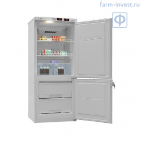 Холодильник комбинированный лабораторный ХЛ-250 ПОЗиС (170/80 л) с дверями из металлопласта, серебро