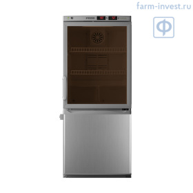 Холодильник комбинированный лабораторный ХЛ-250(ТС) ПОЗиС (170/80 л) с тонированной стеклянной дверью и дверью из металлопласта, серебро