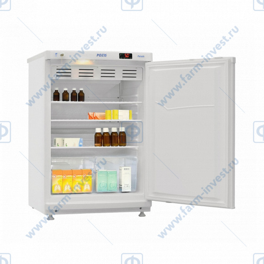 Холодильник фармацевтический ХФ-140-2 ПОЗиС (140 л) с дверью из металлопласта и блоком управления БУ-М01, серебро