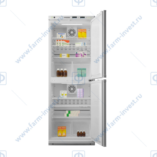 Холодильник фармацевтический двухкамерный ХФД-280-1 ПОЗиС (140/140 л) с металлическими дверями и блоком управления БУ-М01
