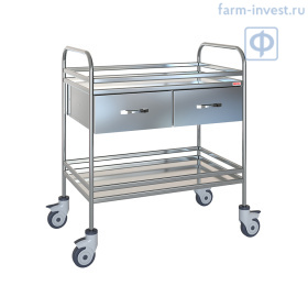 Столик манипуляционный передвижной из нержавеющей стали с бортиками МЕГИ 4Hospitals СМ549-02-МСК (МСК-5549-02)